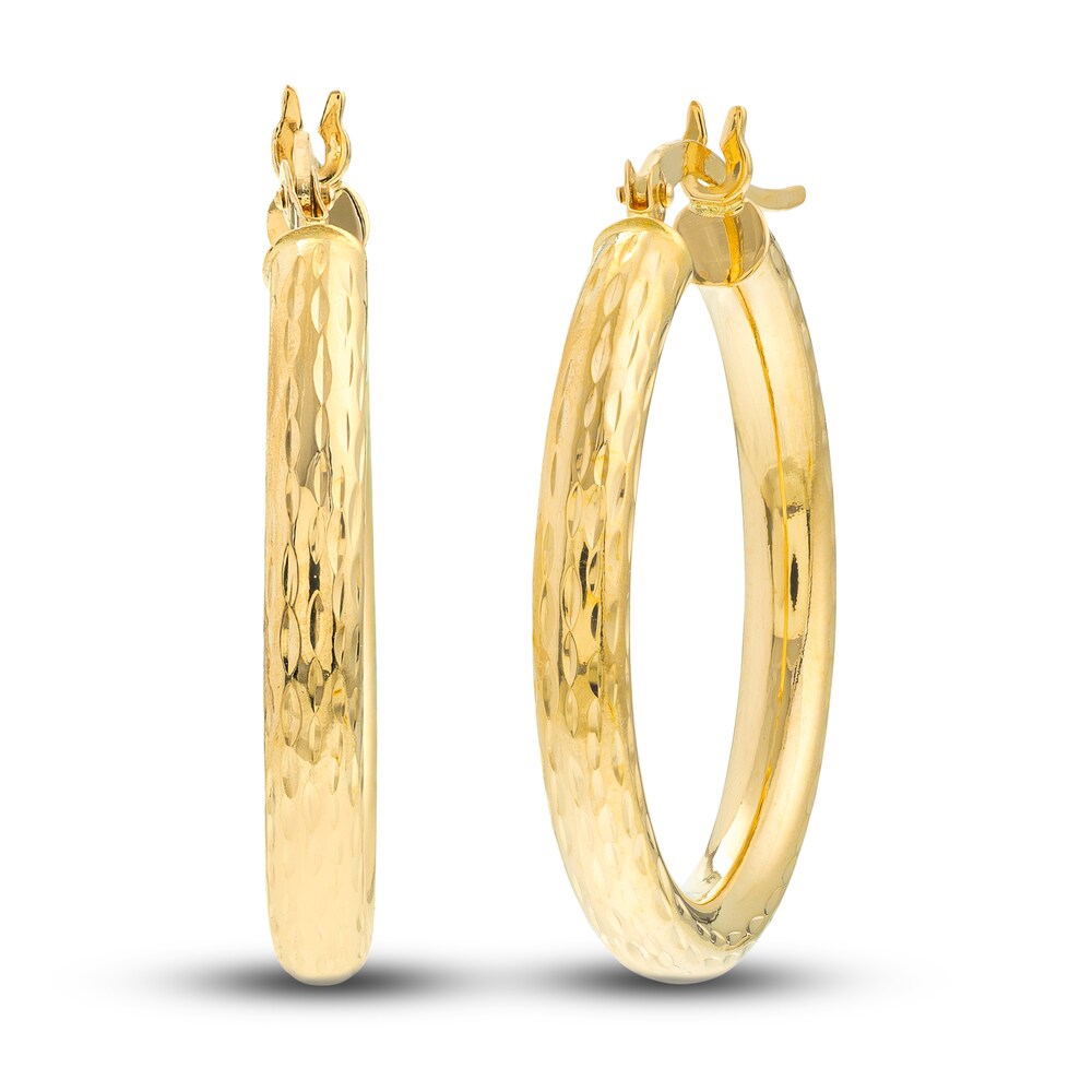 Diamond-Cut Polished Hoop Earrings 14K Yellow Gold 25mm VHI7Cf0J Diamond-Cut Polished Hoop Earrings 14K Yellow Gold 25mm VHI7Cf0J