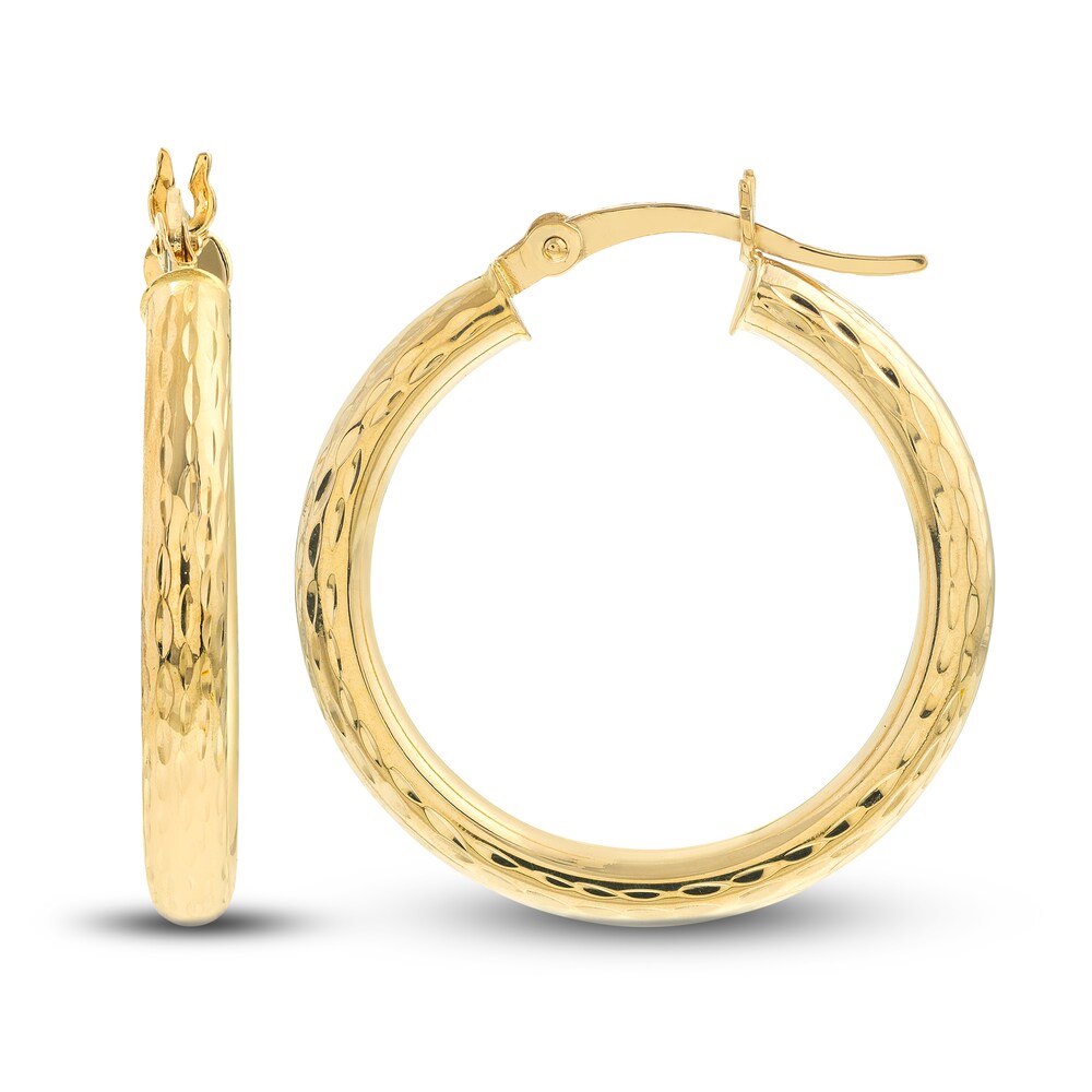 Diamond-Cut Polished Hoop Earrings 14K Yellow Gold 25mm VHI7Cf0J Diamond-Cut Polished Hoop Earrings 14K Yellow Gold 25mm VHI7Cf0J
