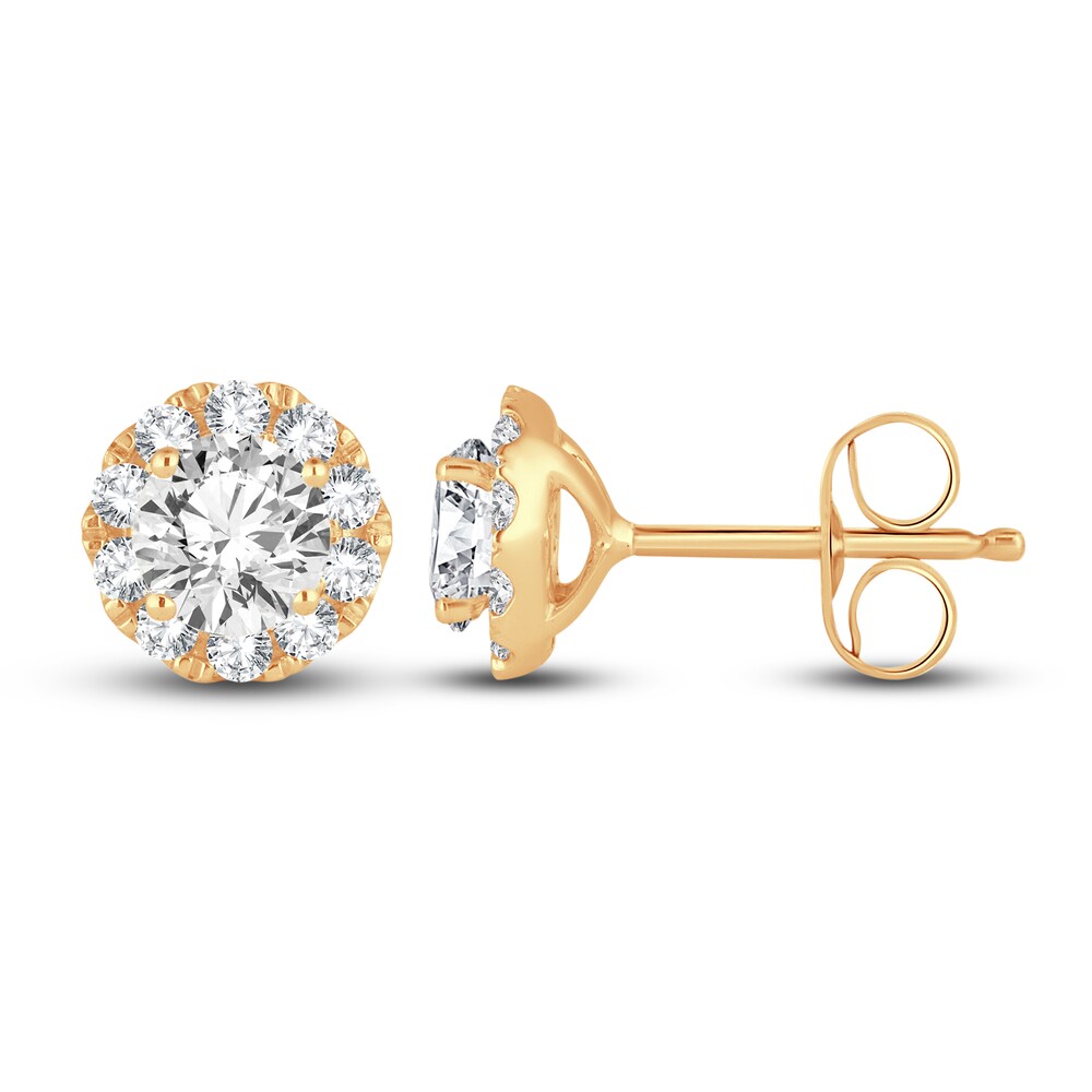 Diamond Stud Earrings 1 ct tw Round 14K Yellow Gold VPzHfwvc