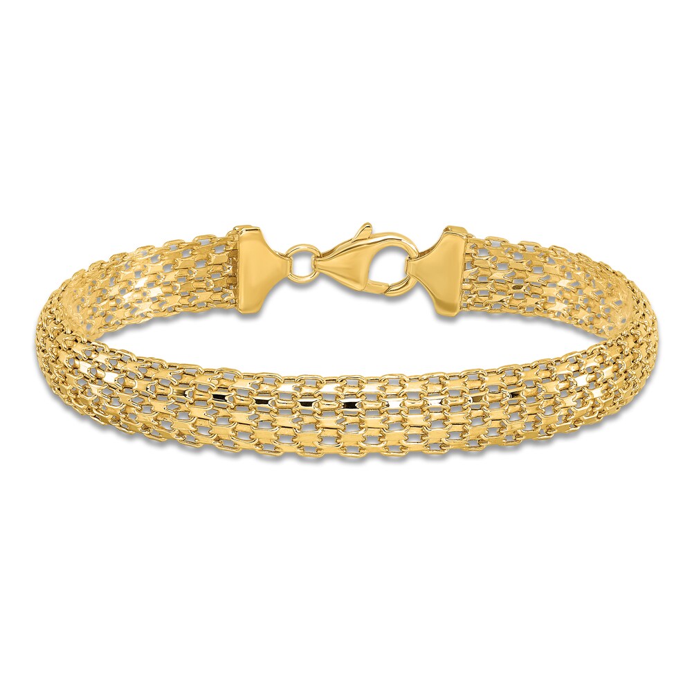 High-Polish Bismark Chain Bracelet 14K Yellow Gold 7.5\" VdrhqbaC High-Polish Bismark Chain Bracelet 14K Yellow Gold 7.5\" VdrhqbaC