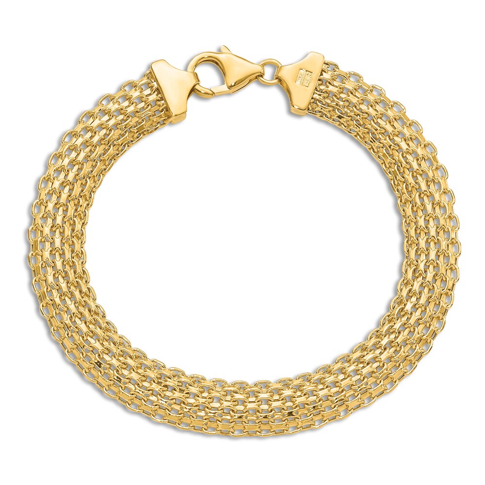 High-Polish Bismark Chain Bracelet 14K Yellow Gold 7.5\" VdrhqbaC High-Polish Bismark Chain Bracelet 14K Yellow Gold 7.5\" VdrhqbaC