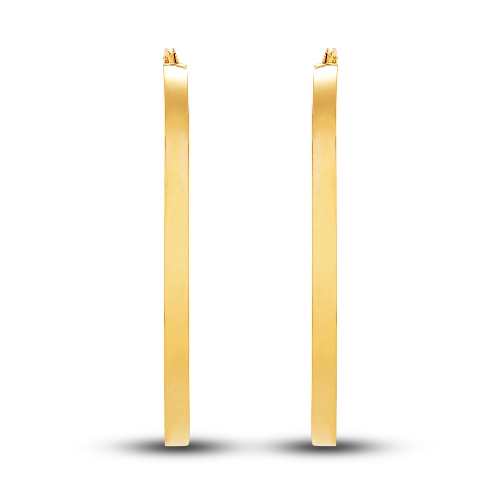 Polished Square Tube Hoop Earrings 14K Yellow Gold VjDKhgbf