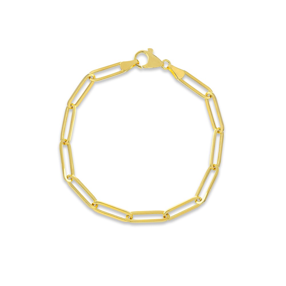 Paper Clip Chain Bracelet 14K Yellow Gold 8" VkrU13Mt