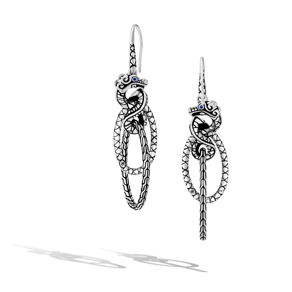John Hardy Legends Naga Drop Earrings Natural Blue Sapphire Sterling Silver Vt9XSvrg