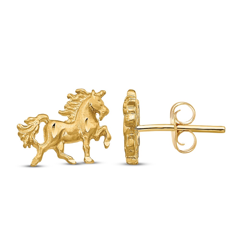 Diamond-cut Unicorn Post Earrings 14K Yellow Gold W7JARIpr Diamond-cut Unicorn Post Earrings 14K Yellow Gold W7JARIpr