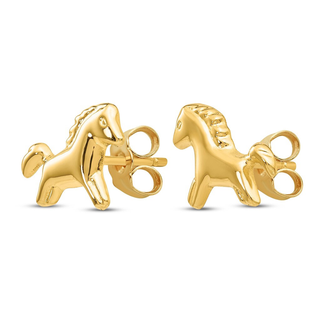 Pony Stud Earrings 14K Yellow Gold WLB1wIW6 Pony Stud Earrings 14K Yellow Gold WLB1wIW6