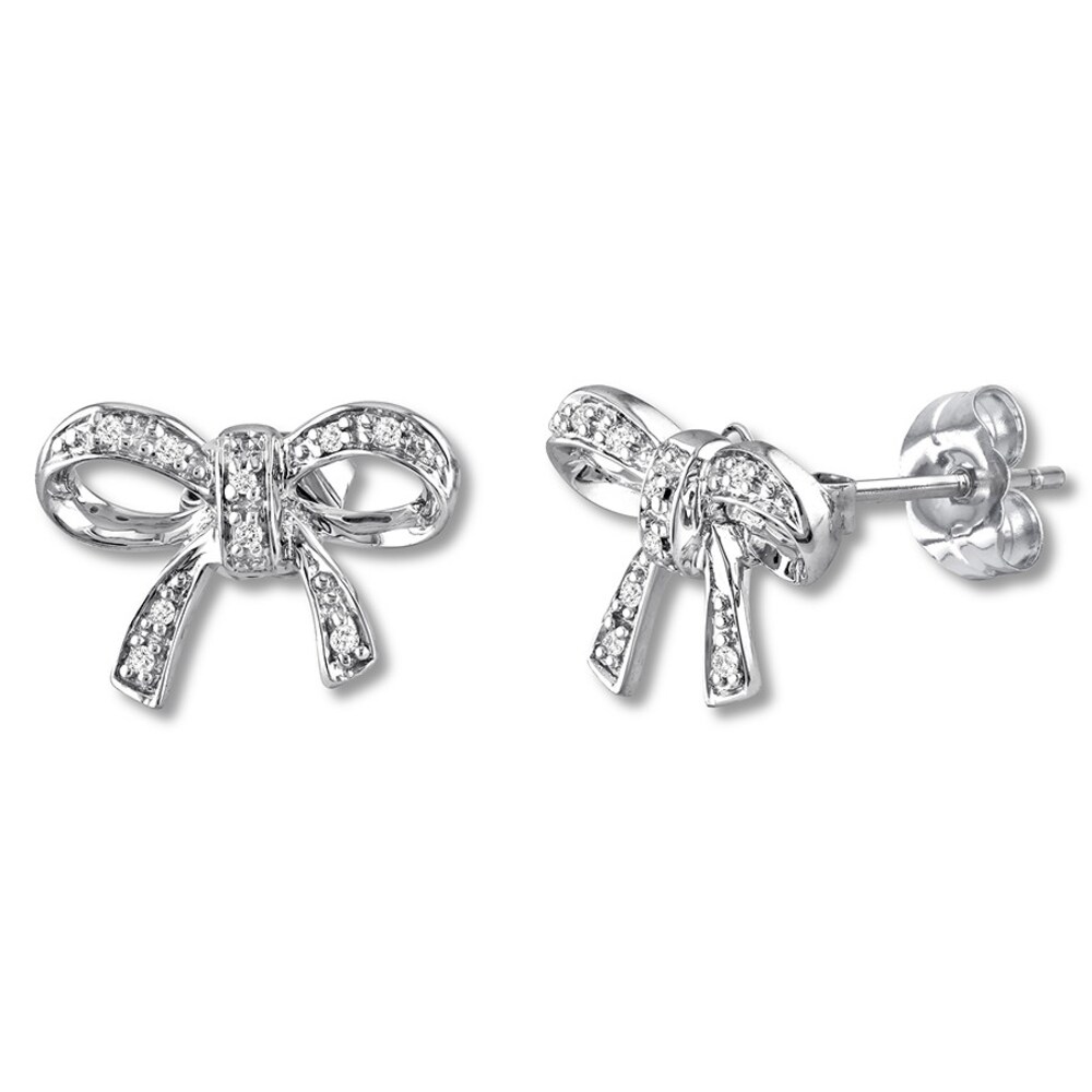 Diamond Bow Earrings 1/20 ct tw Sterling Silver WOvNVppj Diamond Bow Earrings 1/20 ct tw Sterling Silver WOvNVppj