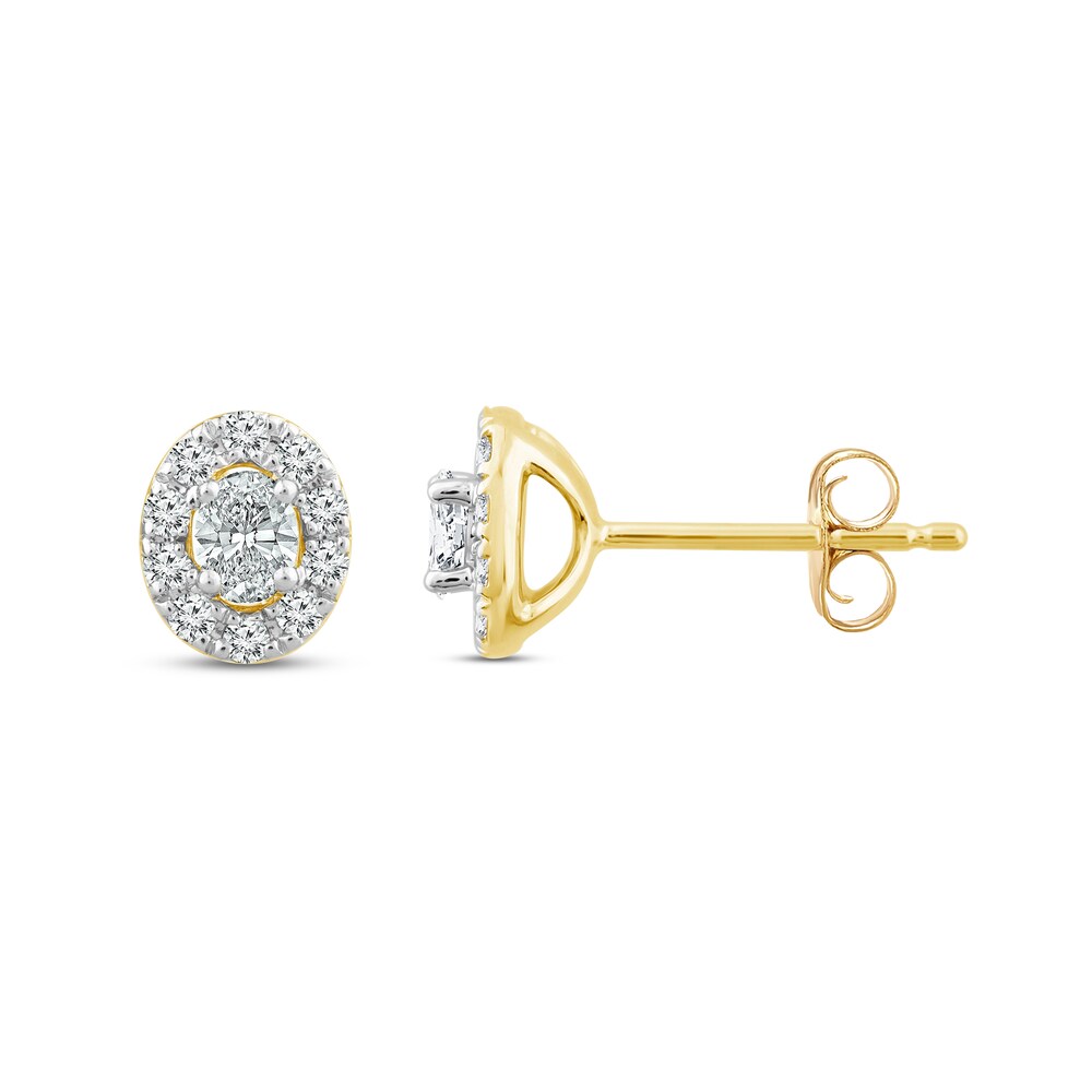 Diamond Stud Earrings 1/3 ct tw Oval/Round 10K Yellow Gold WQZTwRL6 Diamond Stud Earrings 1/3 ct tw Oval/Round 10K Yellow Gold WQZTwRL6
