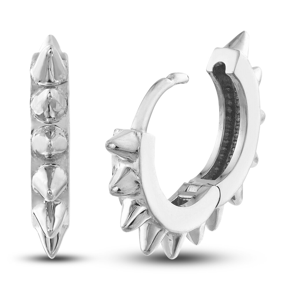 Polished Spike Huggie Earrings 14K White Gold 10mm WR52dekl Polished Spike Huggie Earrings 14K White Gold 10mm WR52dekl