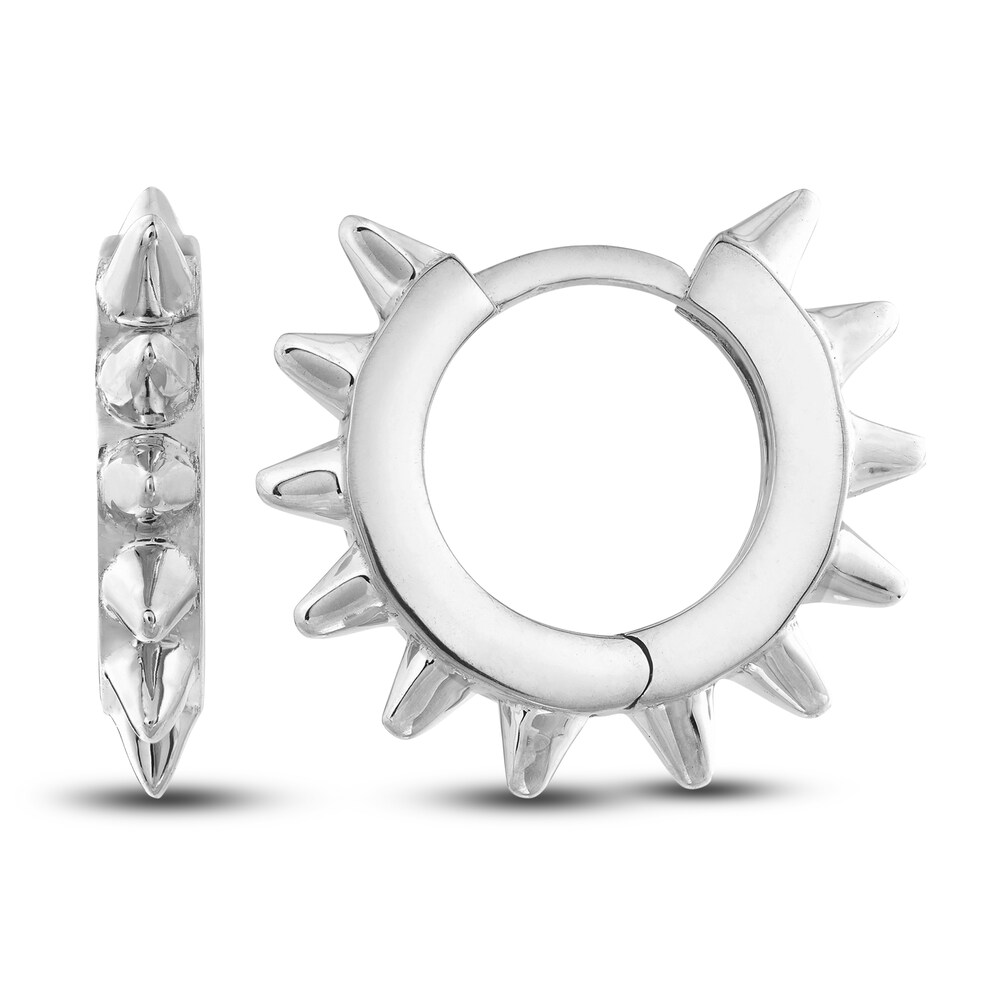 Polished Spike Huggie Earrings 14K White Gold 10mm WR52dekl Polished Spike Huggie Earrings 14K White Gold 10mm WR52dekl