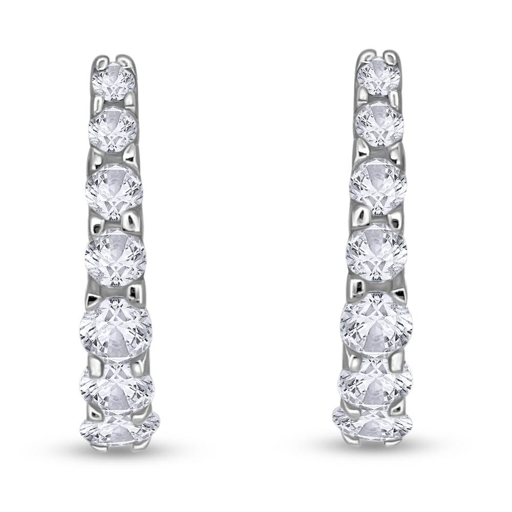 Diamond Hoop Earrings 1 ct tw Round 14K White Gold WShbdcvk Diamond Hoop Earrings 1 ct tw Round 14K White Gold WShbdcvk