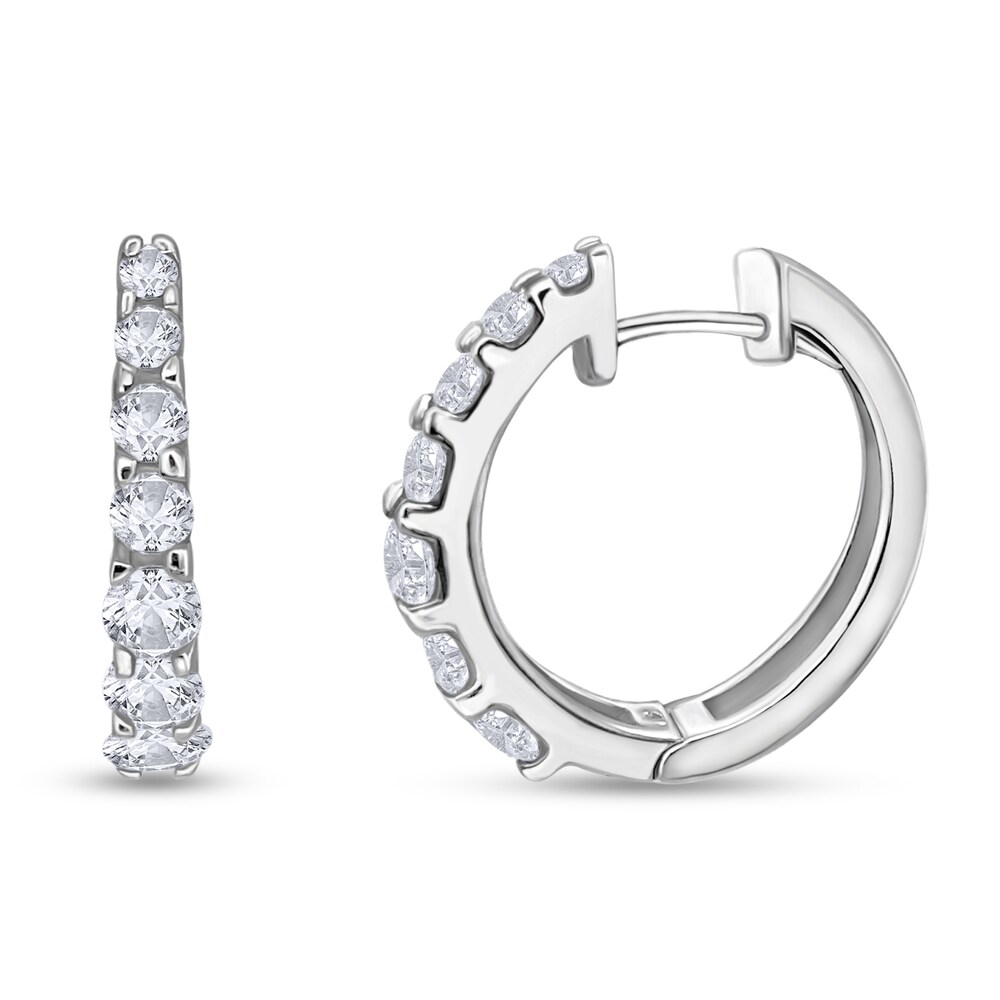 Diamond Hoop Earrings 1 ct tw Round 14K White Gold WShbdcvk Diamond Hoop Earrings 1 ct tw Round 14K White Gold WShbdcvk