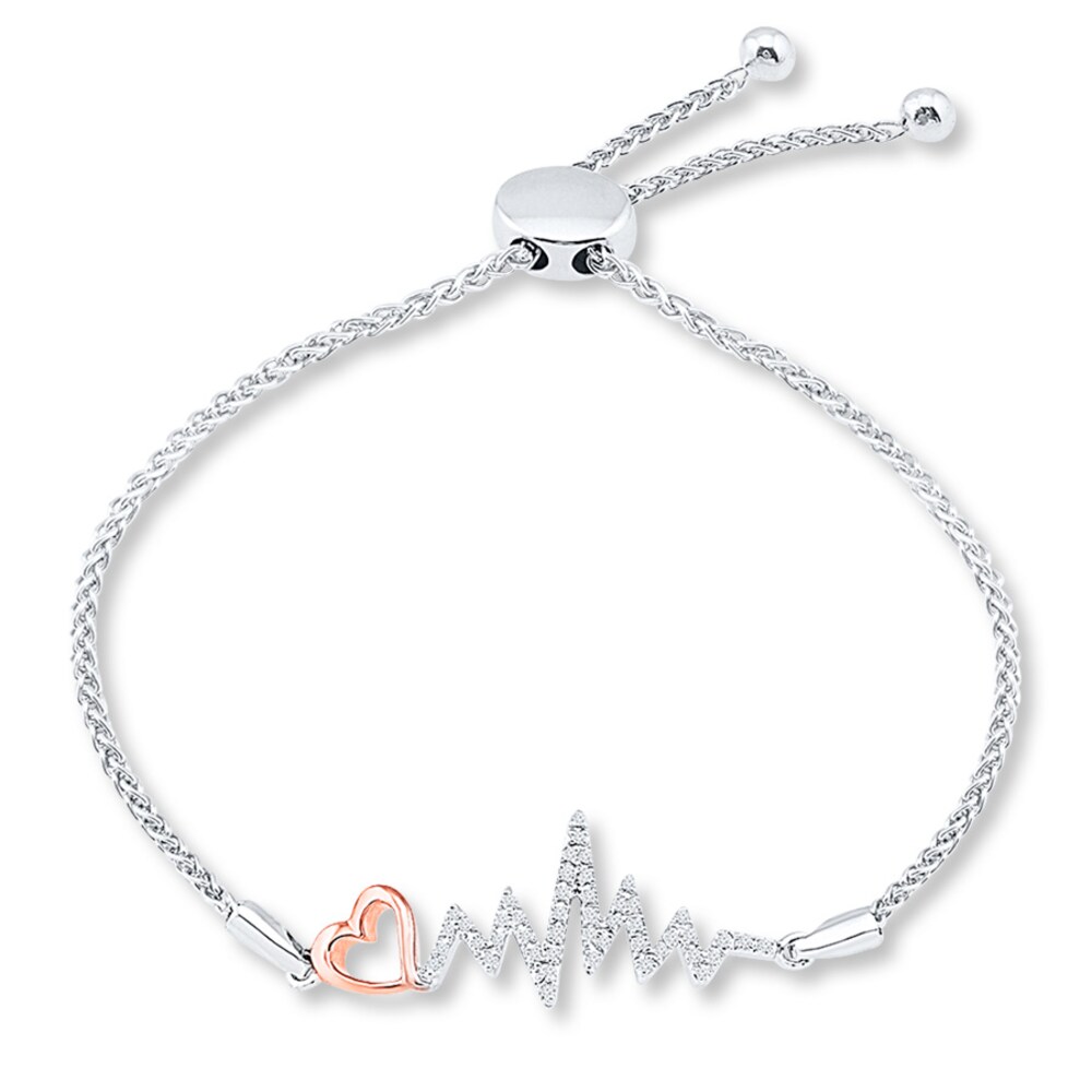 Heartbeat Bracelet 1/10 ct tw Diamonds Sterling Silver/10K Gold WSrJhLCa Heartbeat Bracelet 1/10 ct tw Diamonds Sterling Silver/10K Gold WSrJhLCa