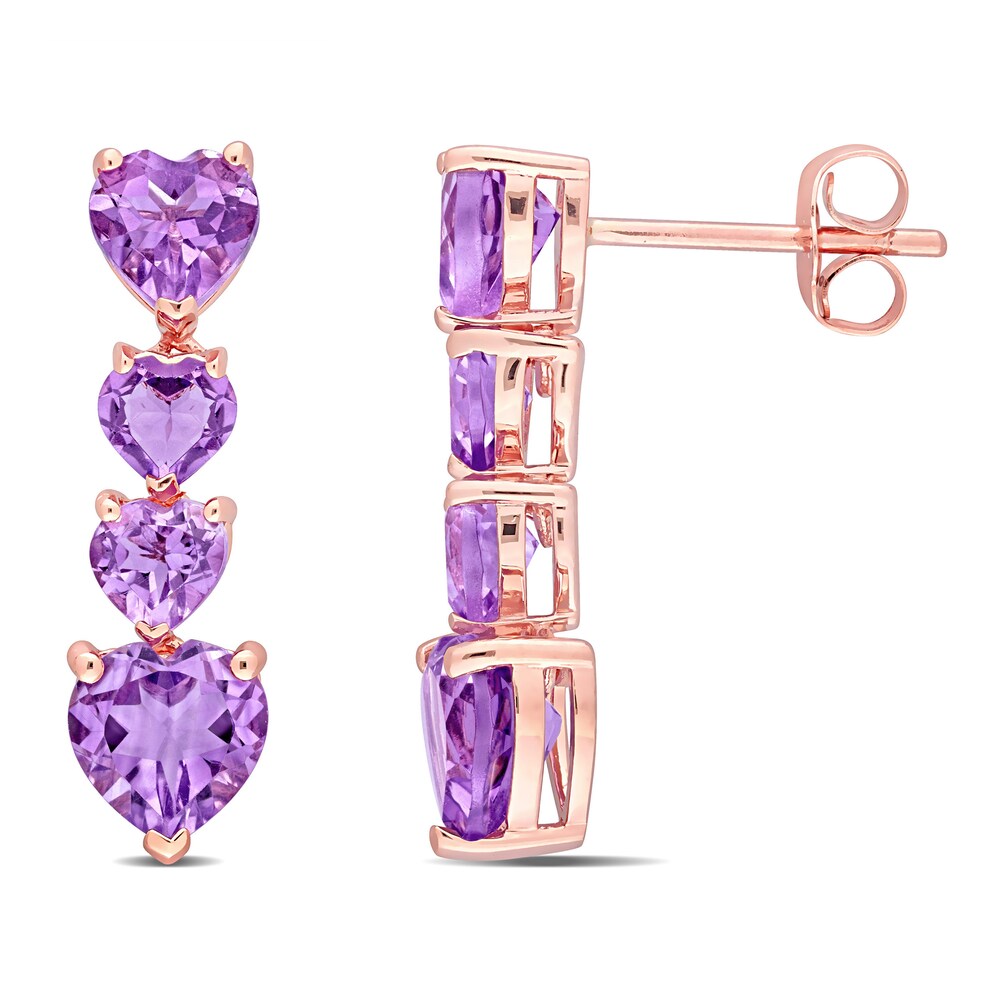 Natural Amethyst Heart Drop Earrings 10K Rose Gold WoZ4NBi2 Natural Amethyst Heart Drop Earrings 10K Rose Gold WoZ4NBi2