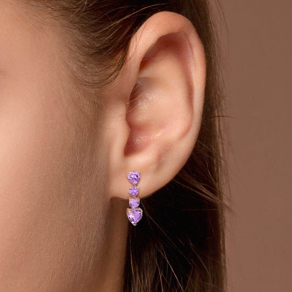 Natural Amethyst Heart Drop Earrings 10K Rose Gold WoZ4NBi2 Natural Amethyst Heart Drop Earrings 10K Rose Gold WoZ4NBi2