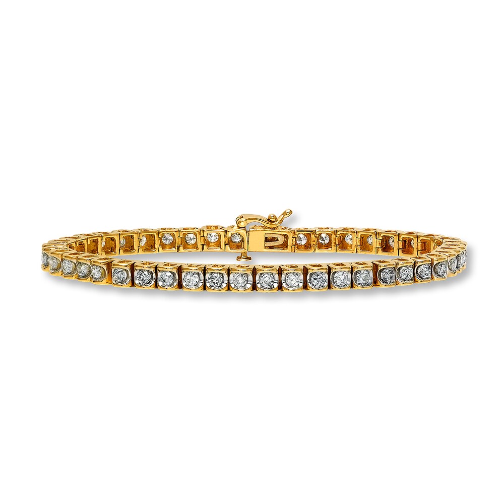 Diamond Bracelet 3 ct tw Round 14K Yellow Gold Wq9q3MO6 Diamond Bracelet 3 ct tw Round 14K Yellow Gold Wq9q3MO6