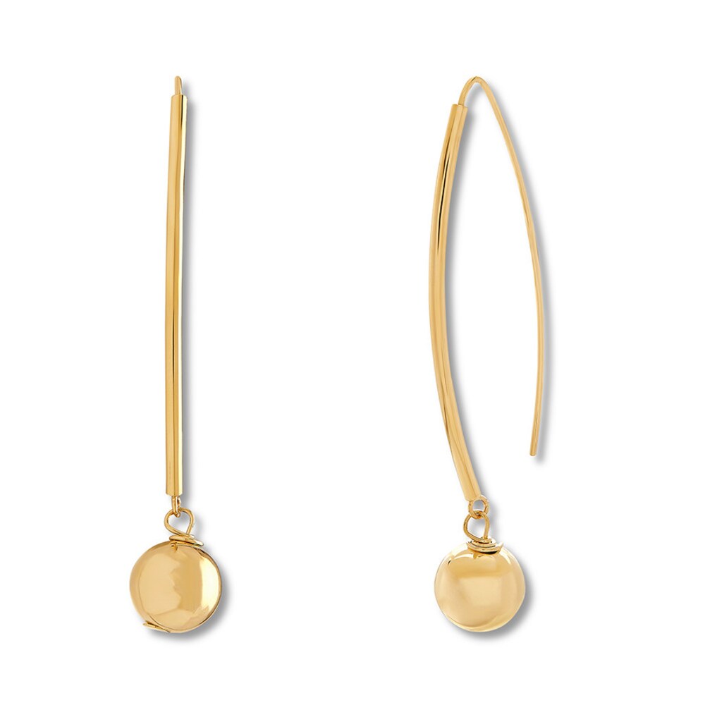 Drop Bead Earrings 14K Yellow Gold WqPjN254