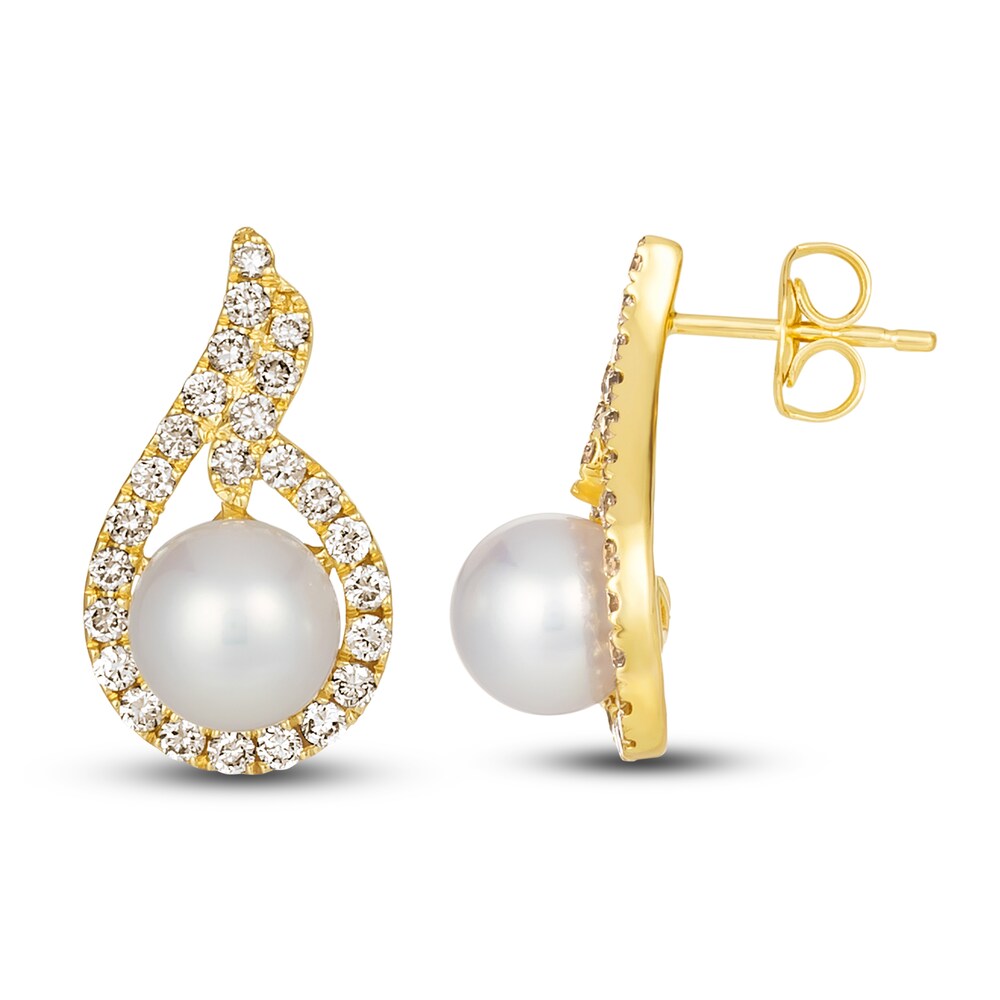 Le Vian Cultured Freshwater Pearl Earrings 5/8 ct tw Diamonds 14K Honey Gold WsQxjvIC Le Vian Cultured Freshwater Pearl Earrings 5/8 ct tw Diamonds 14K Honey Gold WsQxjvIC