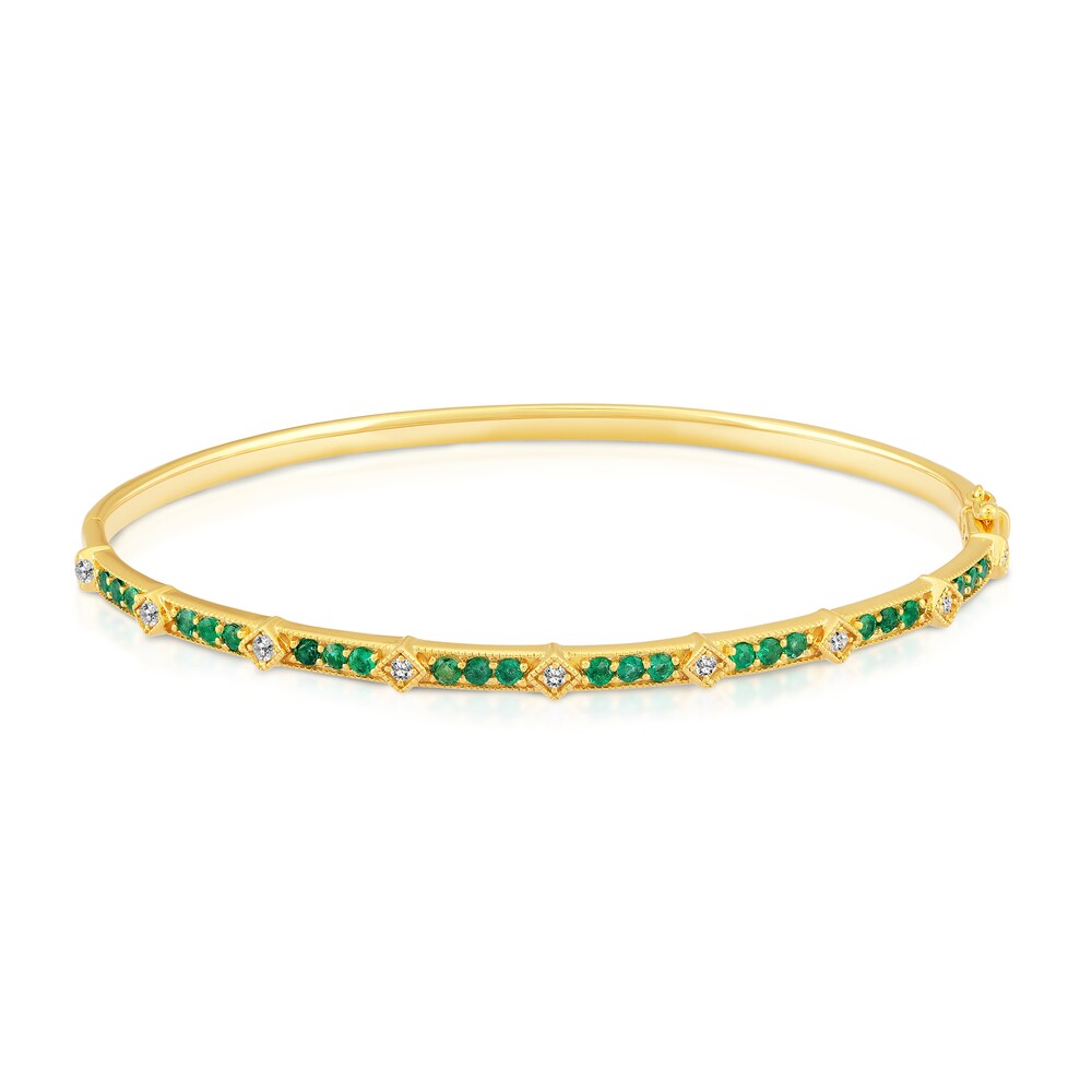 Natural Emerald Bangle Bracelet 1/5 ct tw Diamonds 14K Yellow Gold Wv1lQnVJ Natural Emerald Bangle Bracelet 1/5 ct tw Diamonds 14K Yellow Gold Wv1lQnVJ