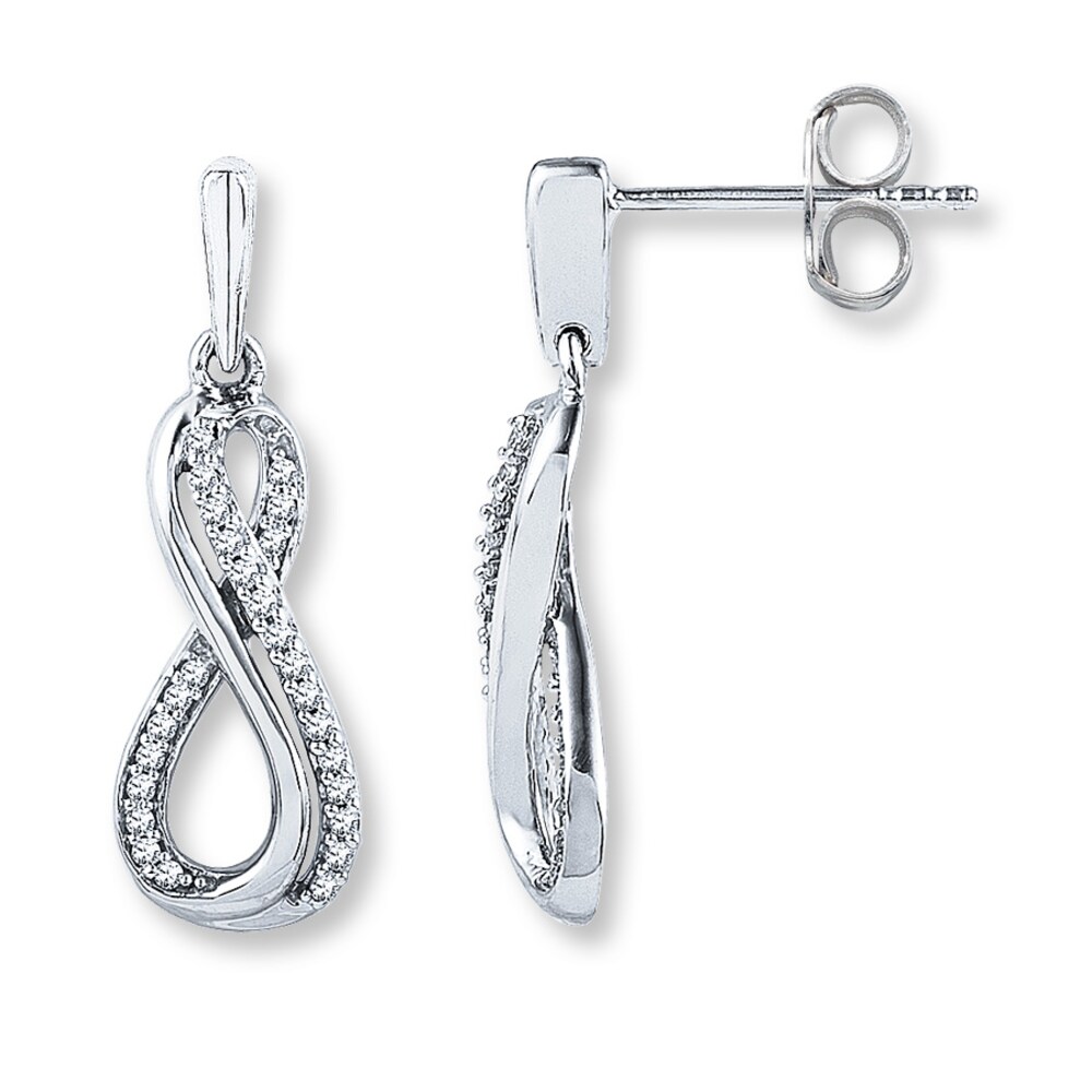 Diamond Infinity Earrings 1/5 ct tw Round-cut 10K White Gold X1gh4b6S Diamond Infinity Earrings 1/5 ct tw Round-cut 10K White Gold X1gh4b6S
