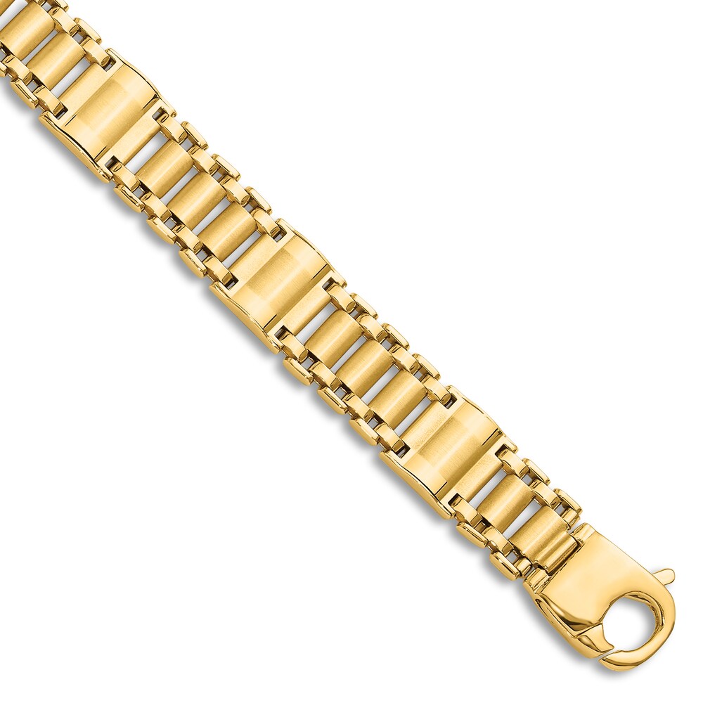 Men's High-Polish Link Chain Bracelet 14K Yellow Gold 8.5" X7Fvt2VT