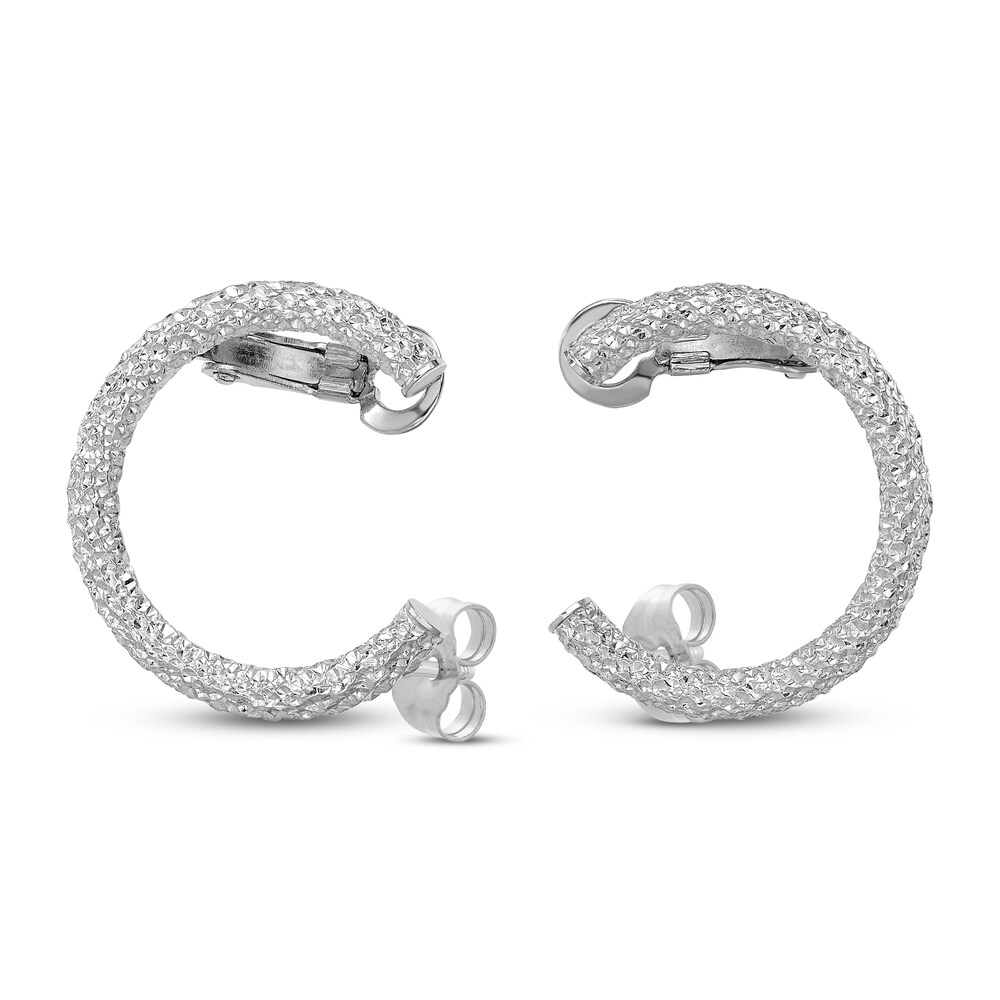 Diamond-Cut Climber Hoop Earrings 14K White Gold XAzvAjsk Diamond-Cut Climber Hoop Earrings 14K White Gold XAzvAjsk