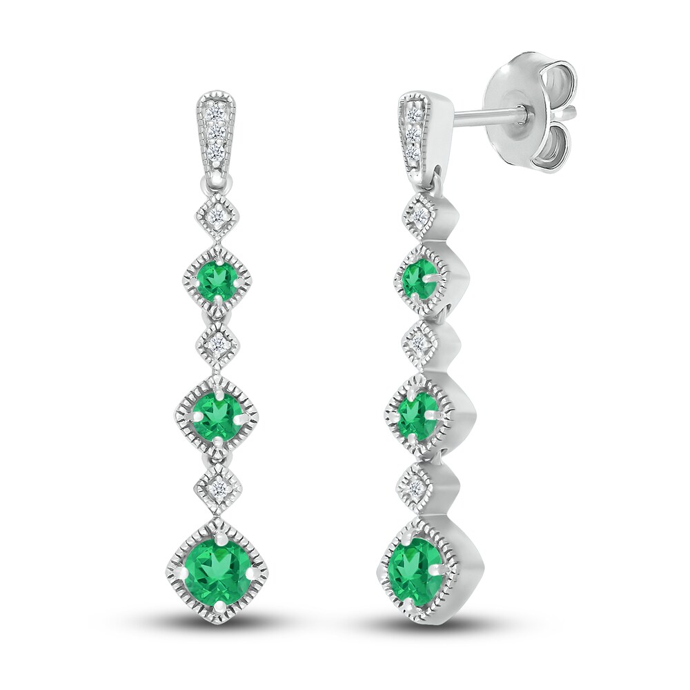 Lab-Created Emerald Earrings 1/20 ct tw Diamonds Sterling Silver XCgAA1rs Lab-Created Emerald Earrings 1/20 ct tw Diamonds Sterling Silver XCgAA1rs