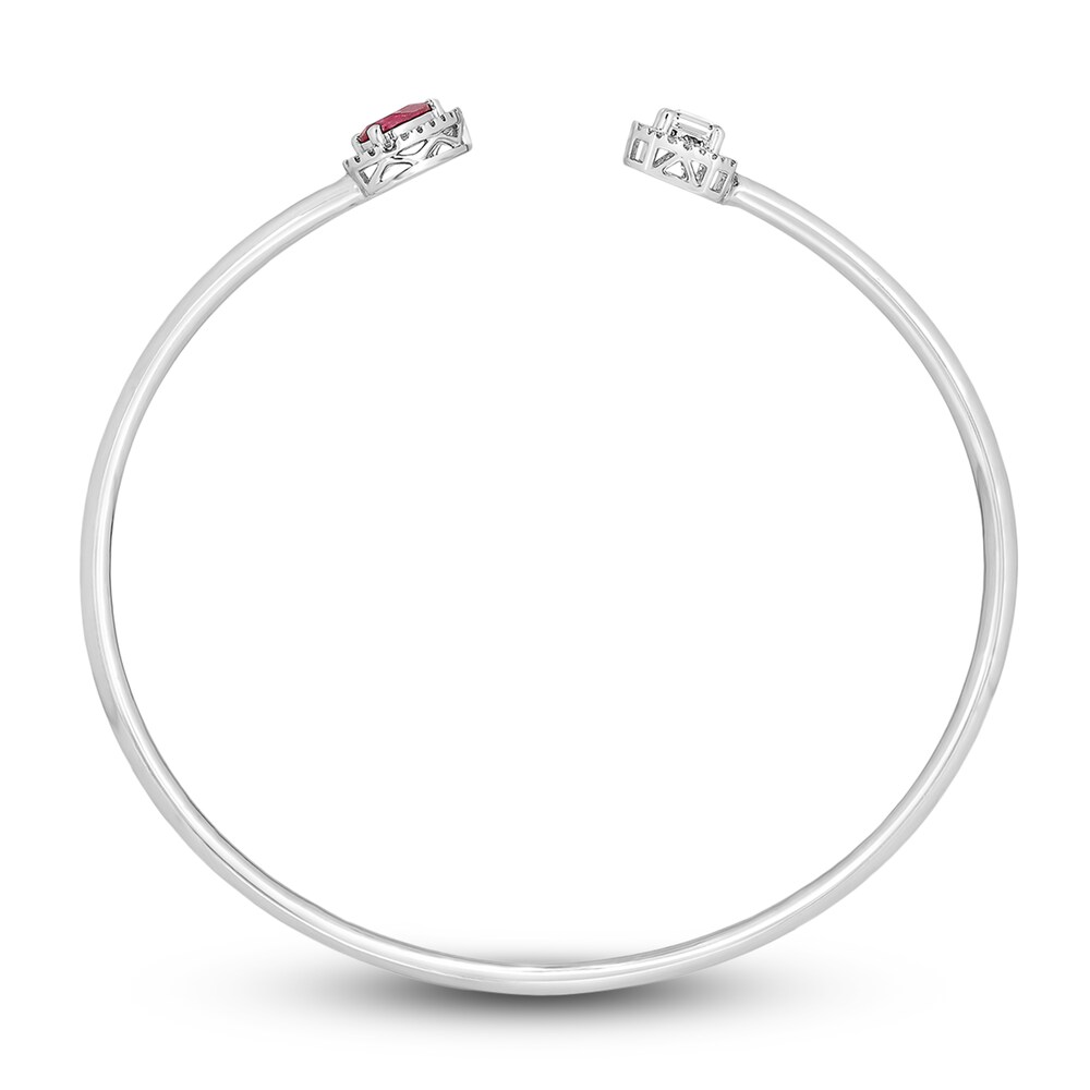 Lab-Created Ruby & Lab-Created White Sapphire Bangle Bracelet 10K White Gold XGqzGUg5 Lab-Created Ruby & Lab-Created White Sapphire Bangle Bracelet 10K White Gold XGqzGUg5