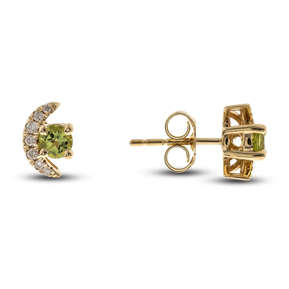 Natural Peridot Earrings 1/15 ct tw Diamonds 14K Yellow Gold XLKBo0ZD Natural Peridot Earrings 1/15 ct tw Diamonds 14K Yellow Gold XLKBo0ZD