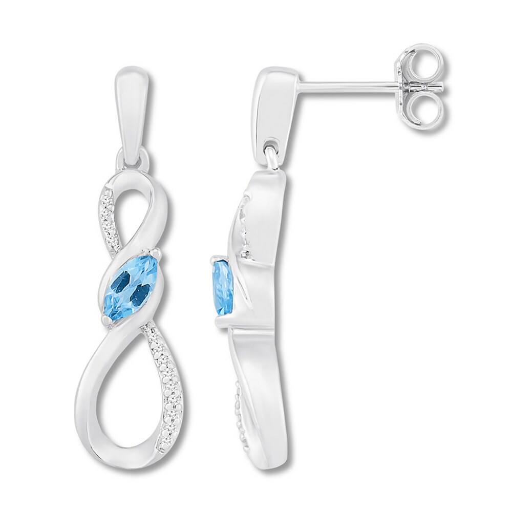 Blue Topaz Infinity Earrings 1/20 cttw Diamonds Sterling Silver XPV46uwr Blue Topaz Infinity Earrings 1/20 cttw Diamonds Sterling Silver XPV46uwr