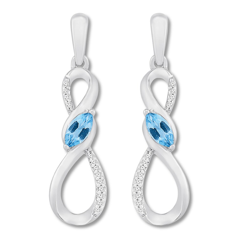 Blue Topaz Infinity Earrings 1/20 cttw Diamonds Sterling Silver XPV46uwr Blue Topaz Infinity Earrings 1/20 cttw Diamonds Sterling Silver XPV46uwr