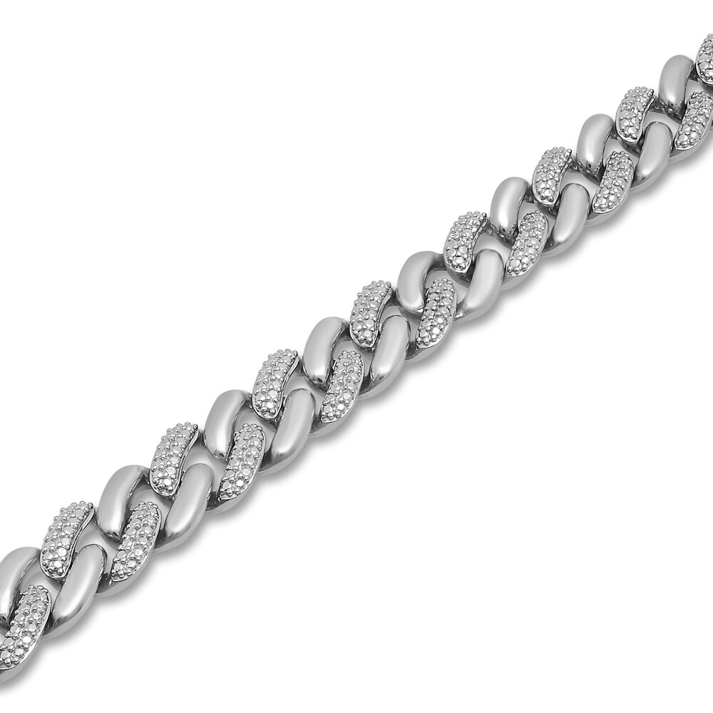 Diamond Cuban Link Bracelet 1/2 ct tw Round Sterling Silver 8.5\" XXcuybUC Diamond Cuban Link Bracelet 1/2 ct tw Round Sterling Silver 8.5\" XXcuybUC