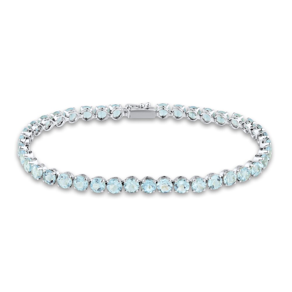 Natural Aquamarine Bracelet 10K White Gold 7" XbBOwLaz Natural Aquamarine Bracelet 10K White Gold 7" XbBOwLaz