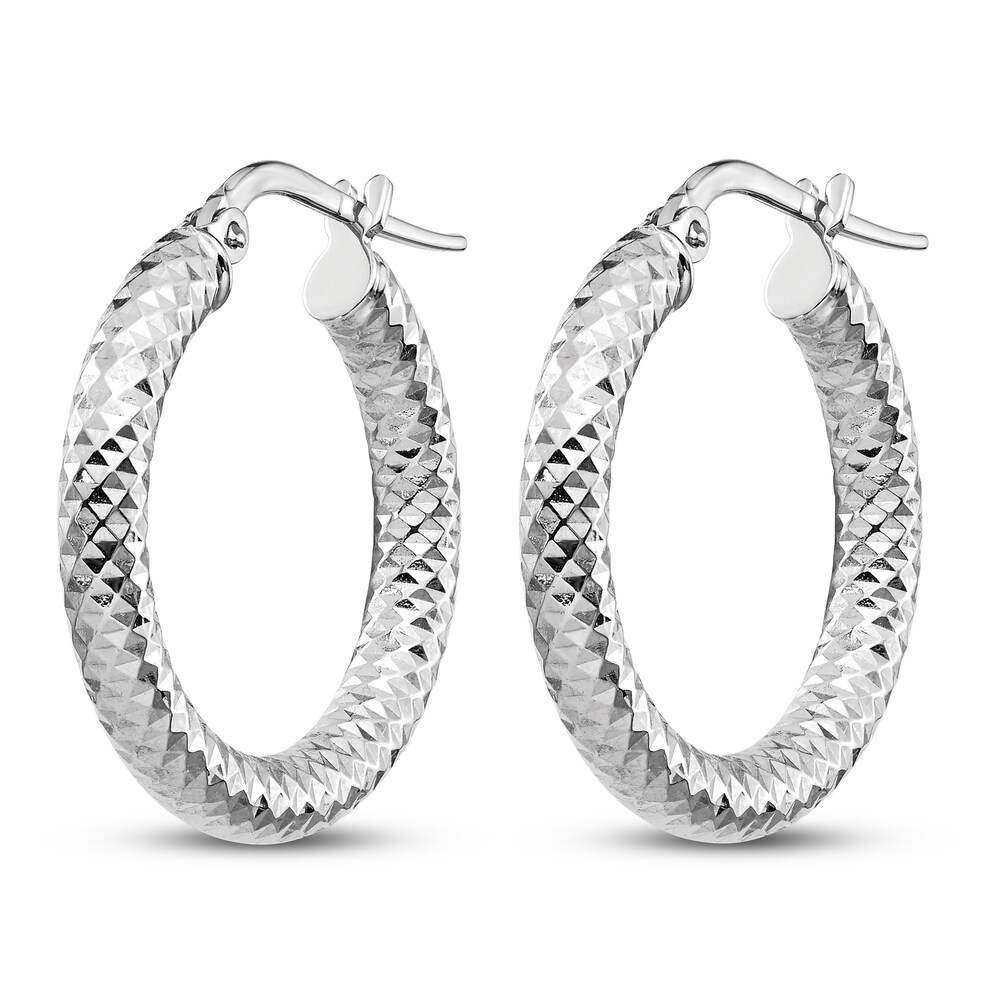 Diamond-Cut Hoop Earrings 14K White Gold XbgUJvUG Diamond-Cut Hoop Earrings 14K White Gold XbgUJvUG