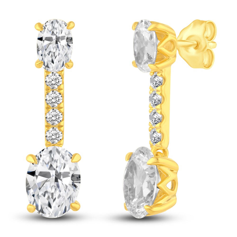 Certified Lab-Created Diamond Dangle Earrings 3-1/4 ct tw Oval/Round 14K Yellow Gold XeaO7YJV Certified Lab-Created Diamond Dangle Earrings 3-1/4 ct tw Oval/Round 14K Yellow Gold XeaO7YJV