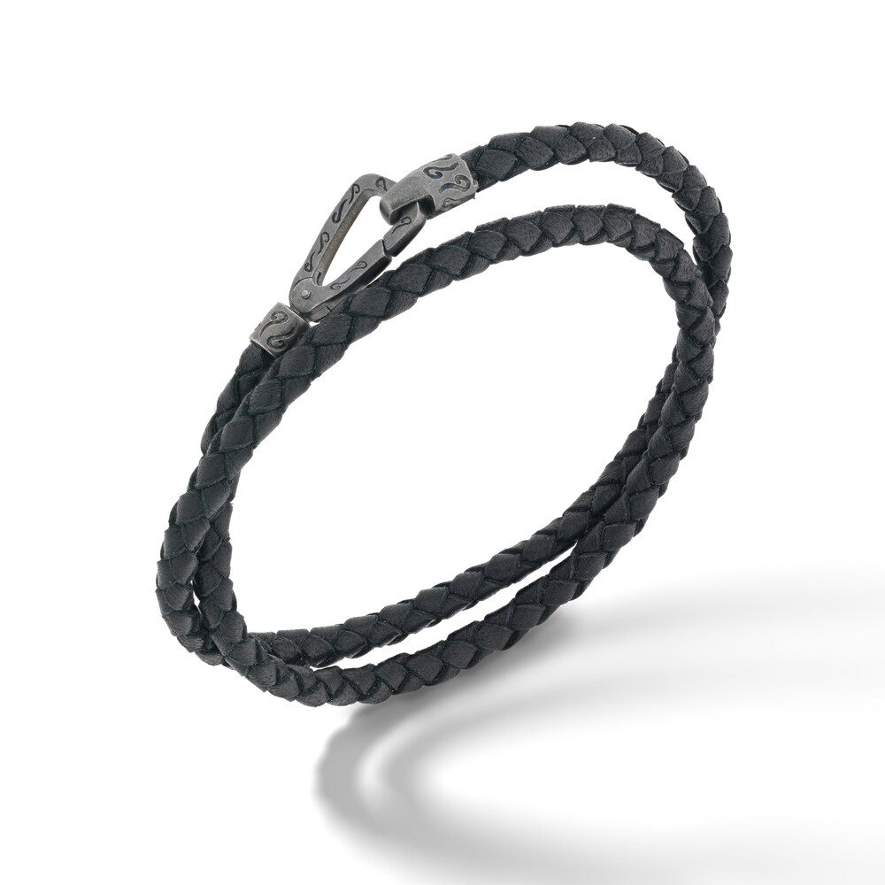 Marco Dal Maso Men's Woven Black Leather Double Wrap Bracelet Sterling Silver 16" XhDEa3fB Marco Dal Maso Men's Woven Black Leather Double Wrap Bracelet Sterling Silver 16" XhDEa3fB