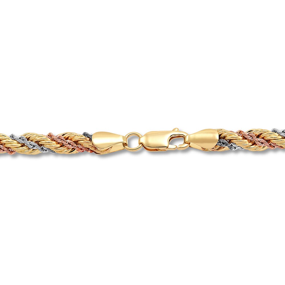 Rope Chain Bracelet 14K Tri-Color Gold 7.5\" XleyBx7D Rope Chain Bracelet 14K Tri-Color Gold 7.5\" XleyBx7D