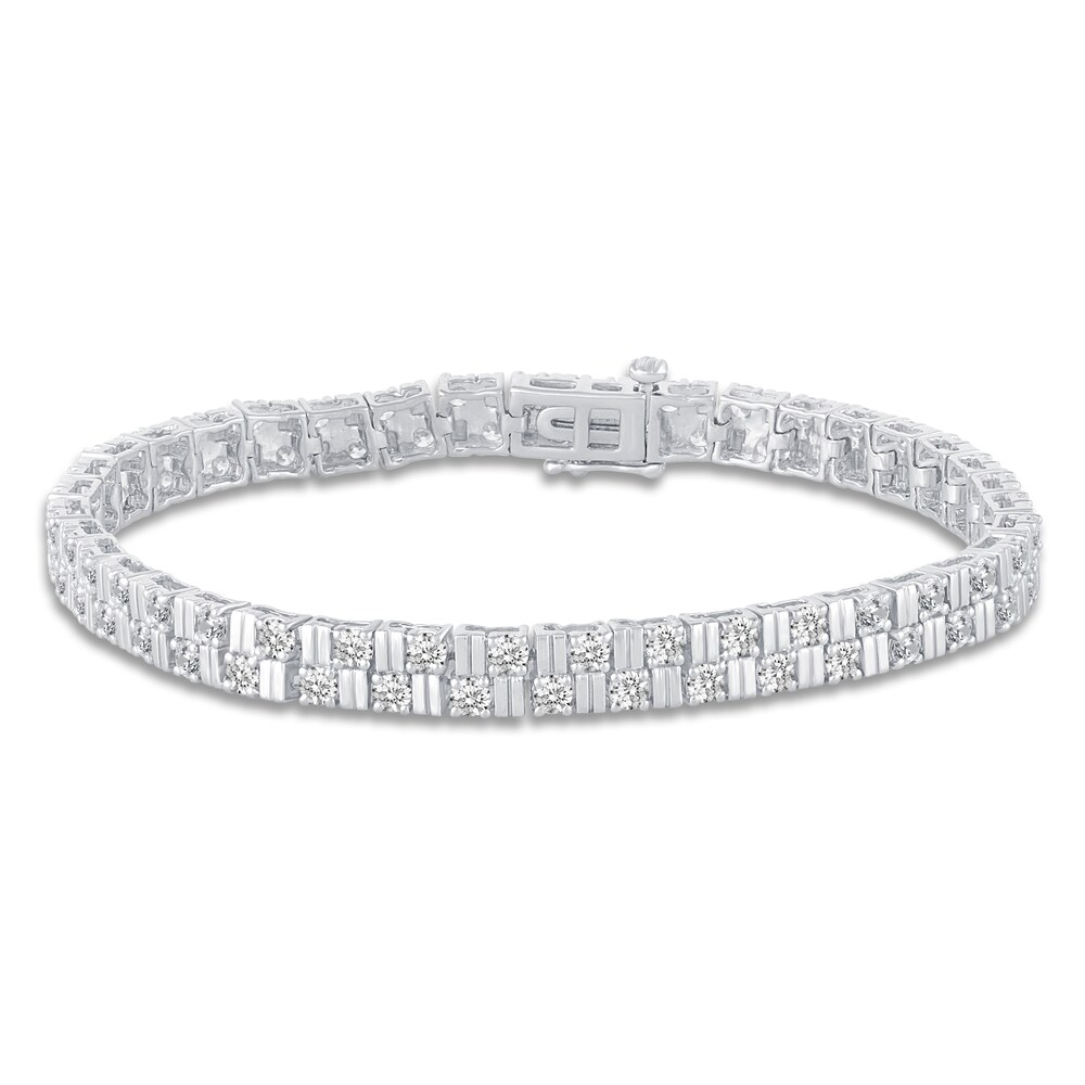 Diamond Double Row Tennis Bracelet 4 ct tw Round 14K White Gold 7" Xn8ay6Uj