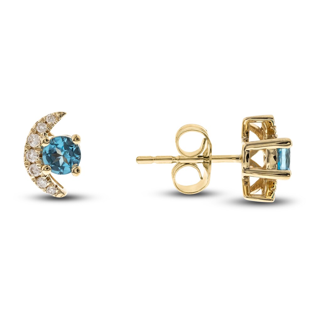 Natural Blue Topaz Earrings 1/15 ct tw 14K Yellow Gold YAUnqgva Natural Blue Topaz Earrings 1/15 ct tw 14K Yellow Gold YAUnqgva