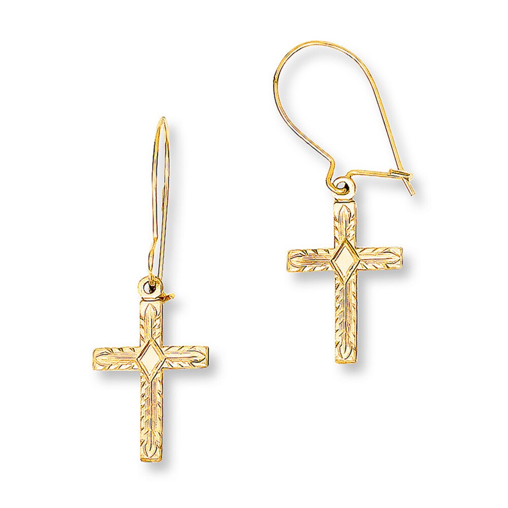 Cross Earrings 14K Yellow Gold YPp9SzKA Cross Earrings 14K Yellow Gold YPp9SzKA