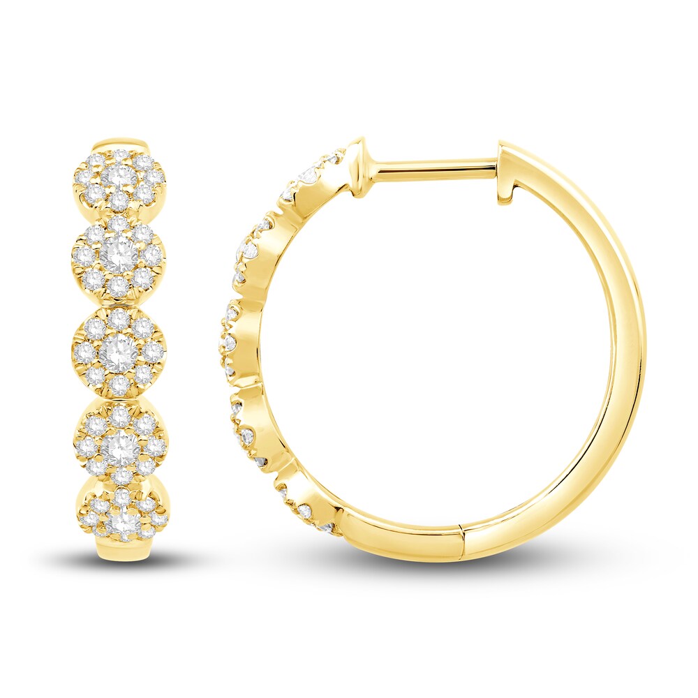 Diamond Hoop Earrings 1/2 ct tw Round 10K Yellow Gold YWDmtIP8 Diamond Hoop Earrings 1/2 ct tw Round 10K Yellow Gold YWDmtIP8