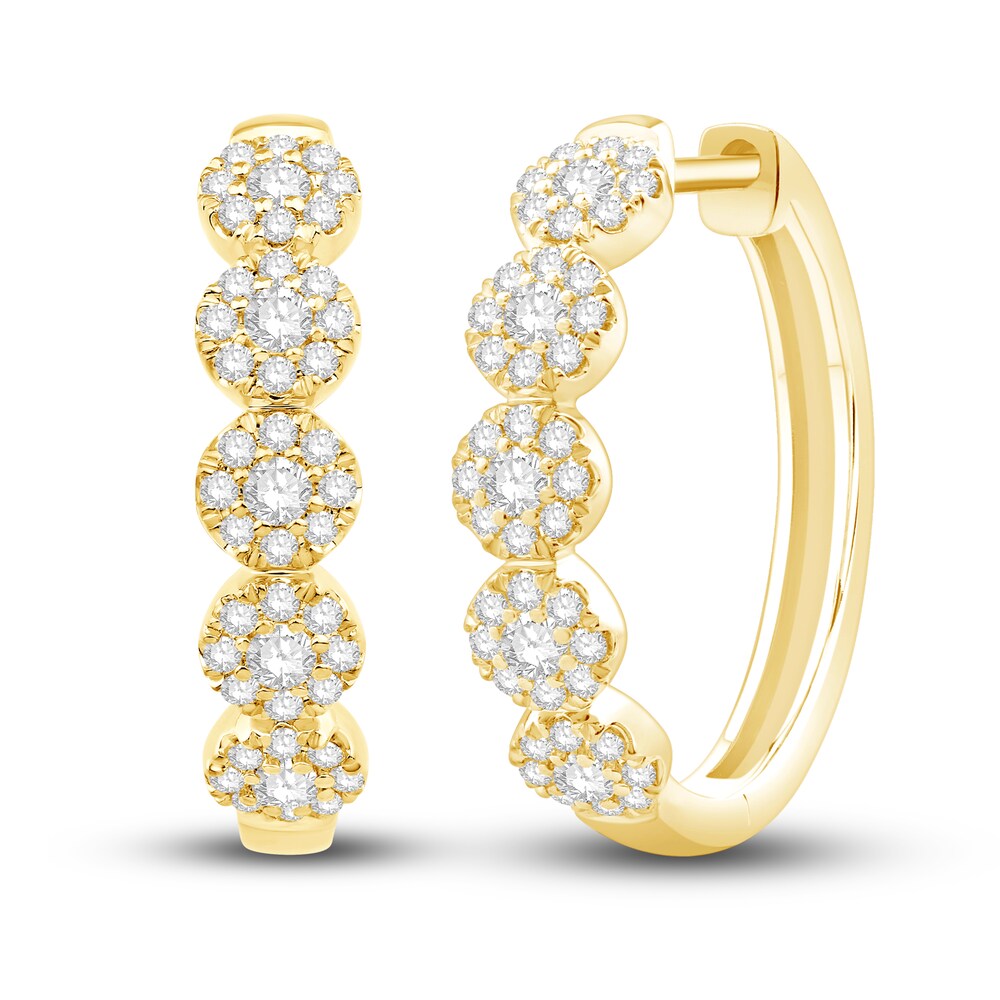 Diamond Hoop Earrings 1/2 ct tw Round 10K Yellow Gold YWDmtIP8