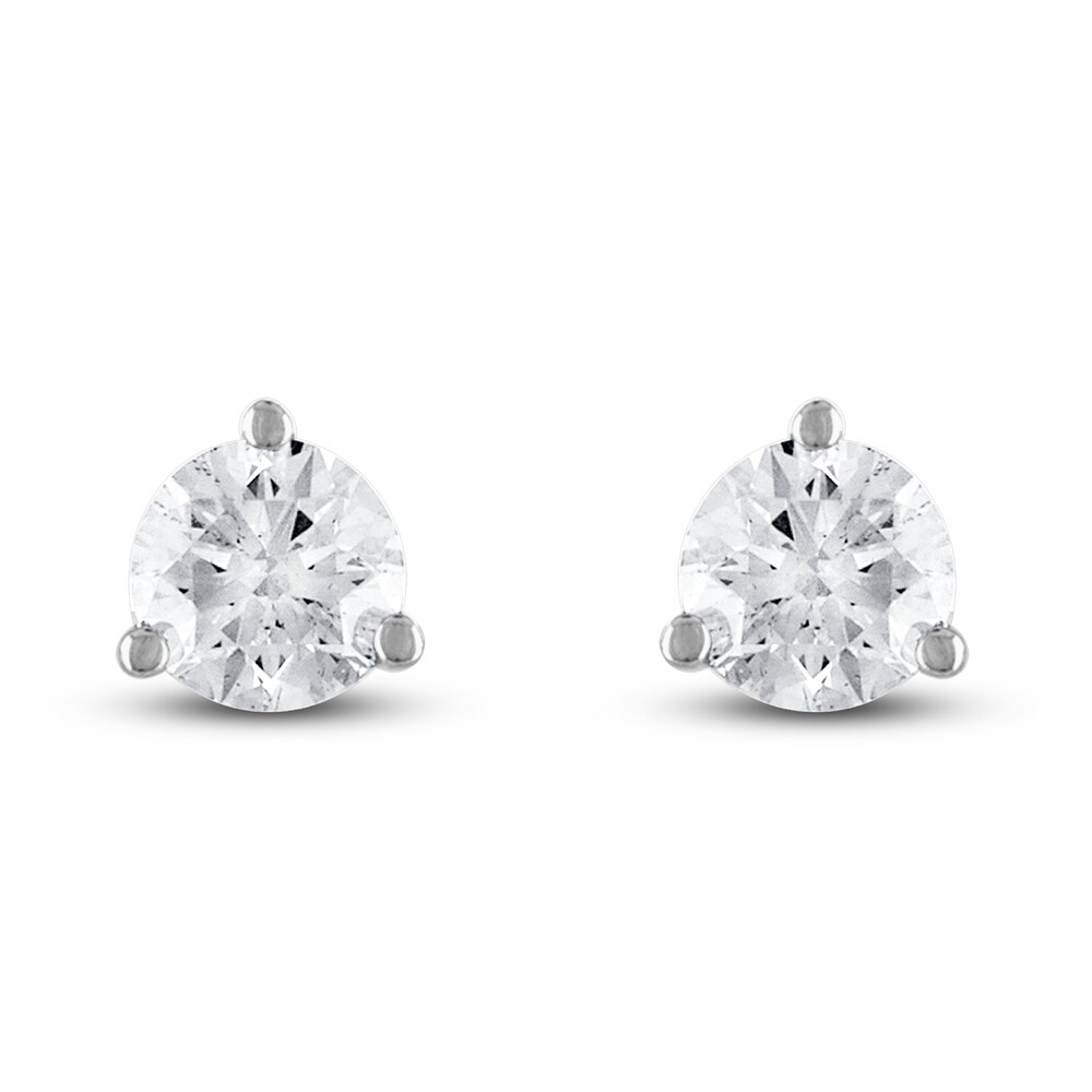 Certified Diamond Solitaire Earrings 1 ct tw Round 18K White Gold (SI2/I) YWs1BRay Certified Diamond Solitaire Earrings 1 ct tw Round 18K White Gold (SI2/I) YWs1BRay