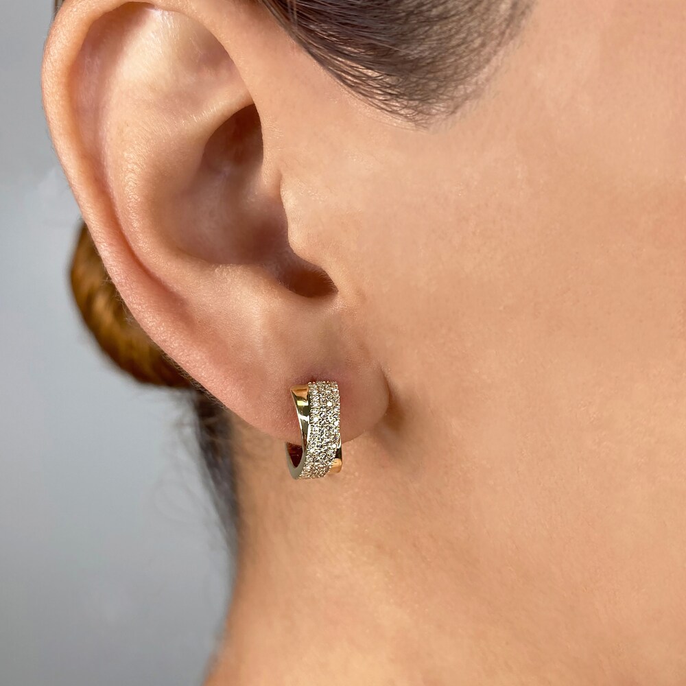 Shy Creation Diamond Huggie Earrings 1/4 ct tw Round 14K Yellow Gold SC55010970 YahhBgvC