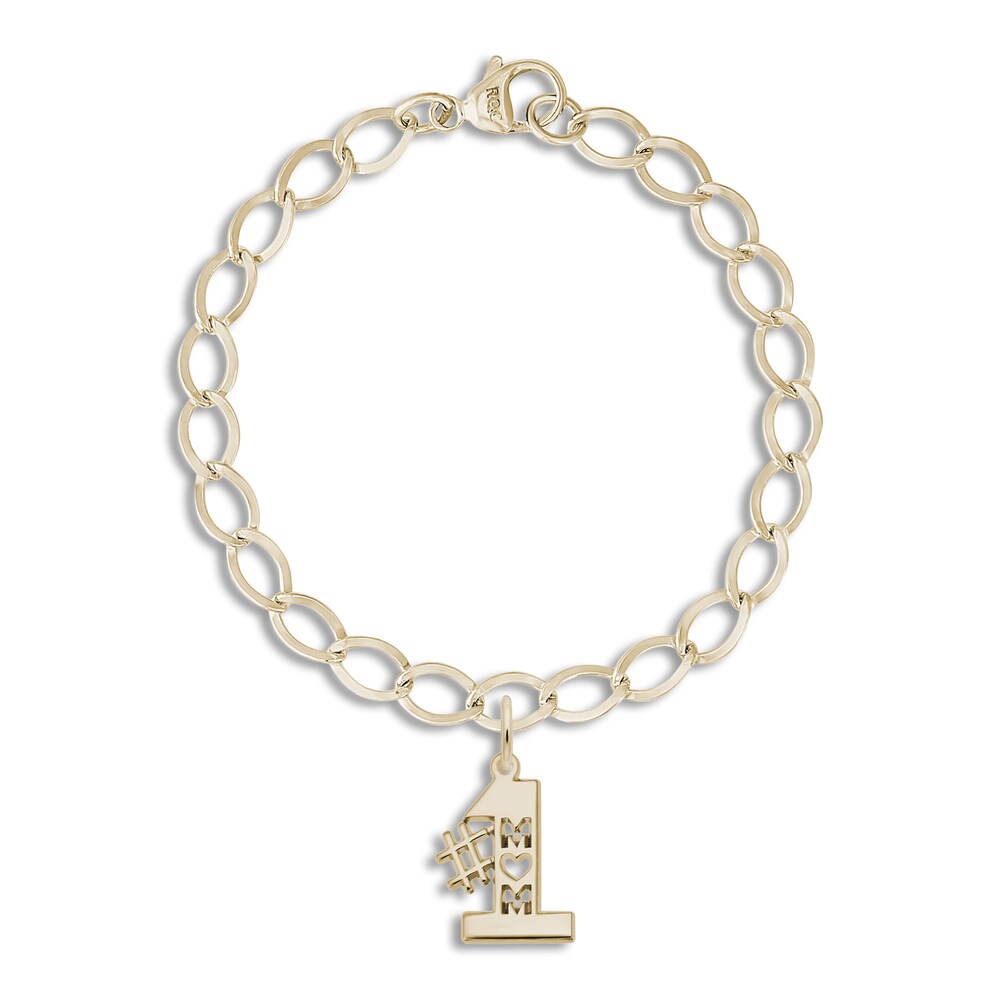 #1 Mom Bracelet 14K Yellow Gold 7\" Length Yx0rbIZC