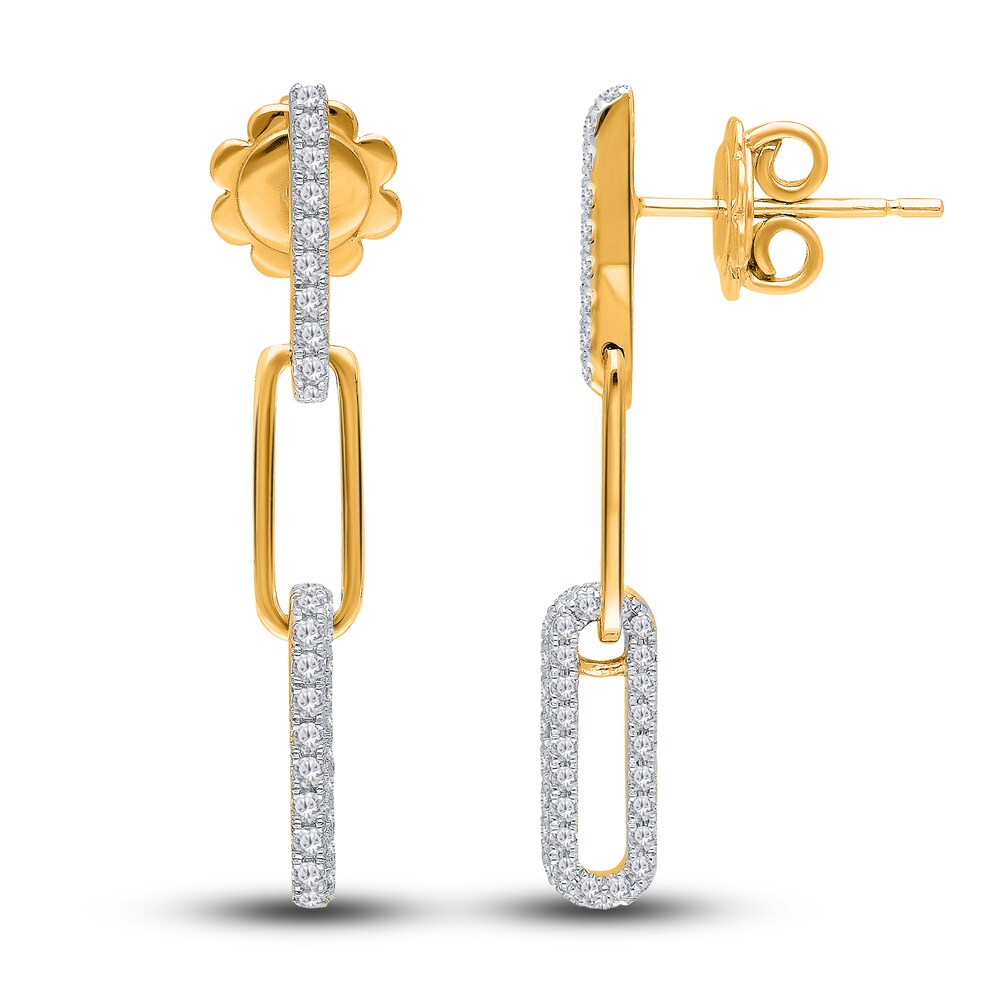 Kallati Diamond Paperclip Earrings 5/8 ct tw Round 14K Yellow Gold ZF29HDUZ