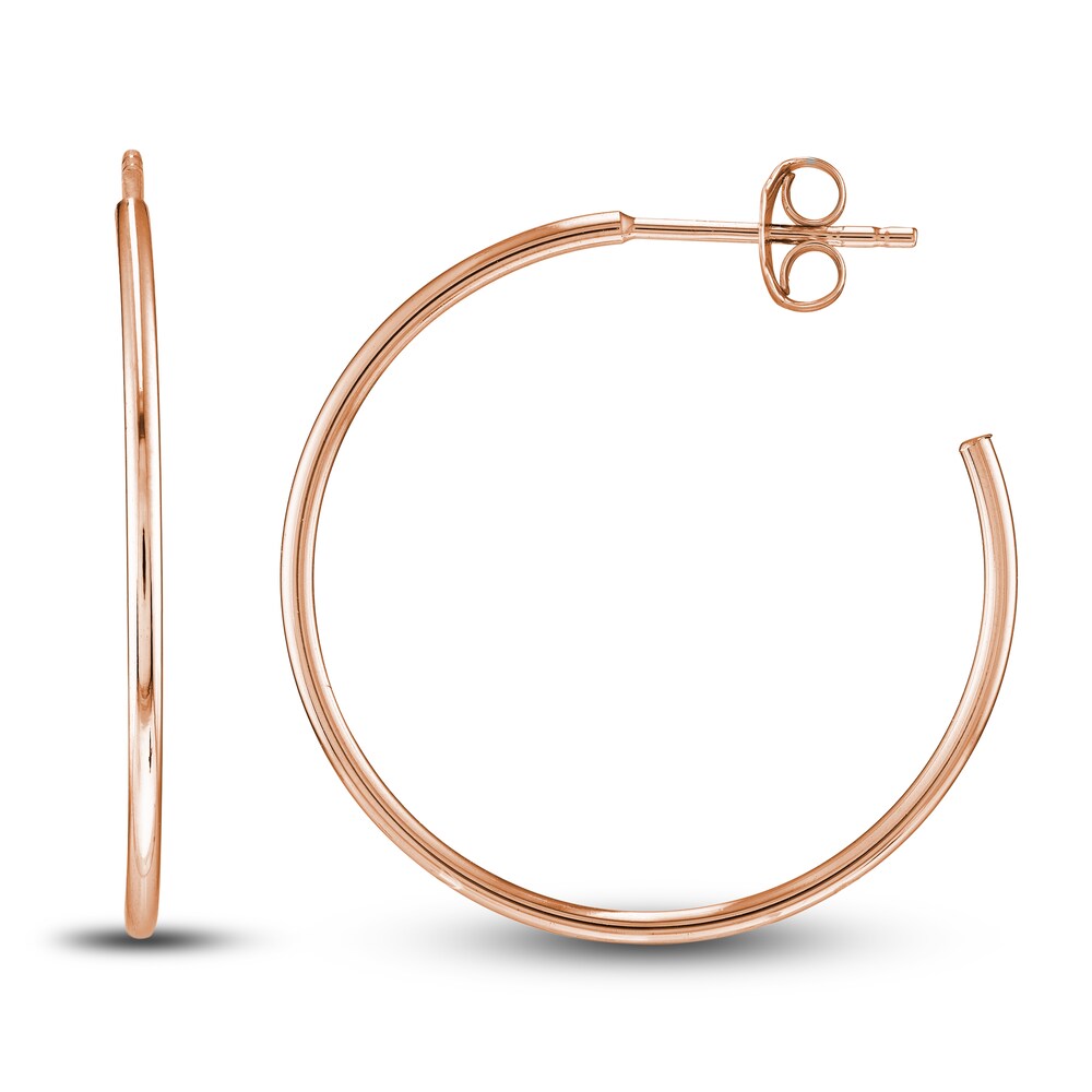 Round Wire Hoop Earrings 14K Rose Gold 25mm ZM6BXXTR Round Wire Hoop Earrings 14K Rose Gold 25mm ZM6BXXTR