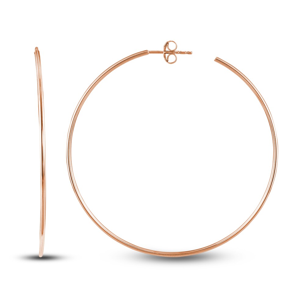 Round Wire Hoop Earrings 14K Rose Gold 50mm ZMJMCbat