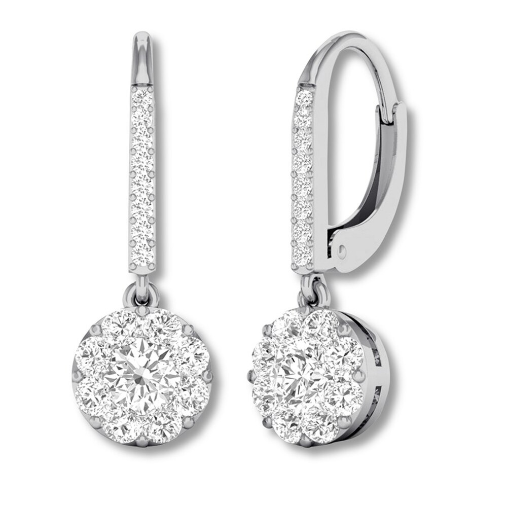 Diamond Dangle Earrings 1 ct tw Round-cut 14K White Gold ZR4IpGtQ Diamond Dangle Earrings 1 ct tw Round-cut 14K White Gold ZR4IpGtQ