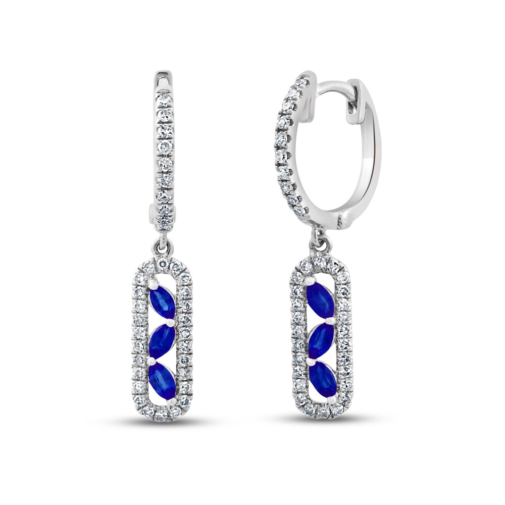 Natural Blue Sapphire Dangle Earrings 1/3 ct tw Diamonds 14K White Gold ZRtBFr1O Natural Blue Sapphire Dangle Earrings 1/3 ct tw Diamonds 14K White Gold ZRtBFr1O